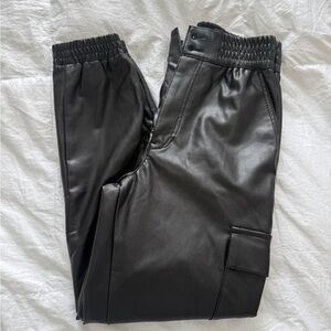 Abercrombie & Fitch Black Faux Leather Cargo Pants